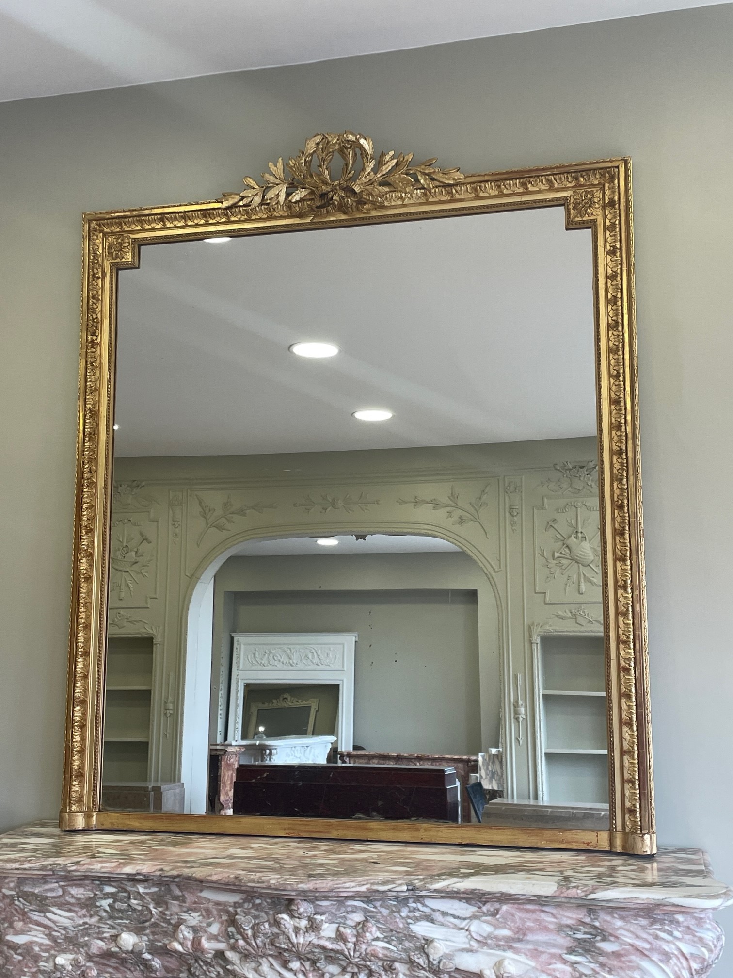 miroir de cheminée doré du 19ème siècle