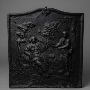 Plaque de cheminée ancienne en fonte à décor mythologique datant de la fin du XIXeme siècle
